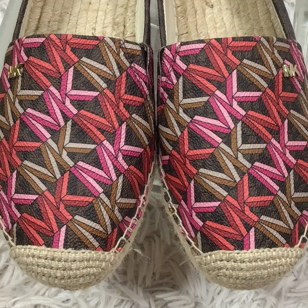 Michael Michael Kors Kendrick Vibrant Pink and Brown Espadrilles 8.5